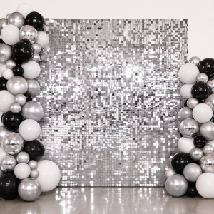 Mur de sequins argentés