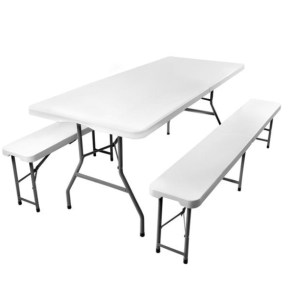 Table rectangulaire polyéthylène avec bancs